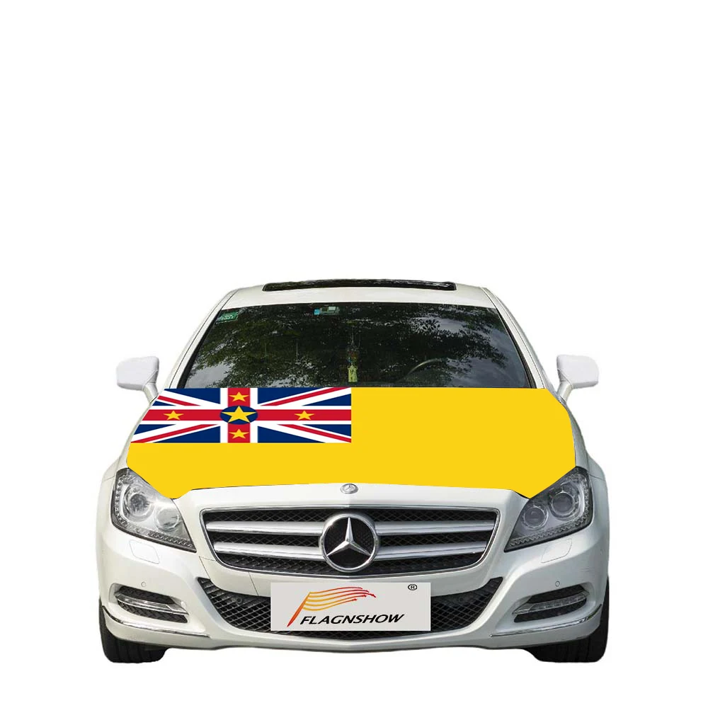 Flagnshow Free Size stretch fabric Niue Flag car cover