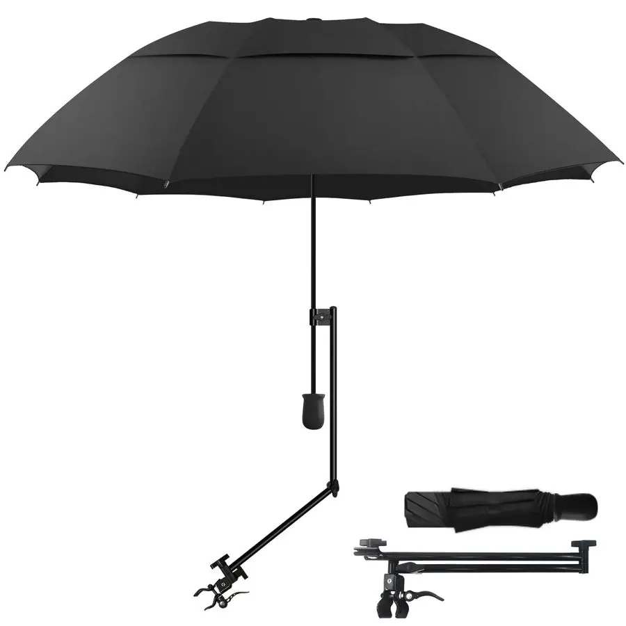 

50 Golf Umbrella with Adjustable Universal Clamp, Portable Umbrellas for Rain, Manual Open amp Close, for Beach Chair, Golf Cart