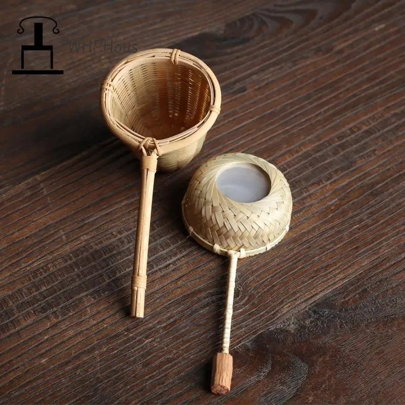 Filtro de madera de bambú para ceremonia del té, Infusor de té de estilo japonés, 1 piezas, coladores de malla reutilizables, accesorios de cocina