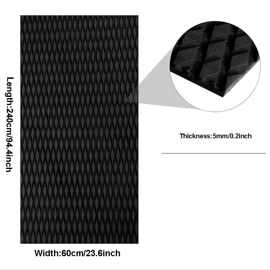 240*60cm EVA Foam Ship Deck Mat Ocean Yacht Floor Anti Slip Imitation Marine Carpet Boat Surfboard Diamond Traction Pad Gray