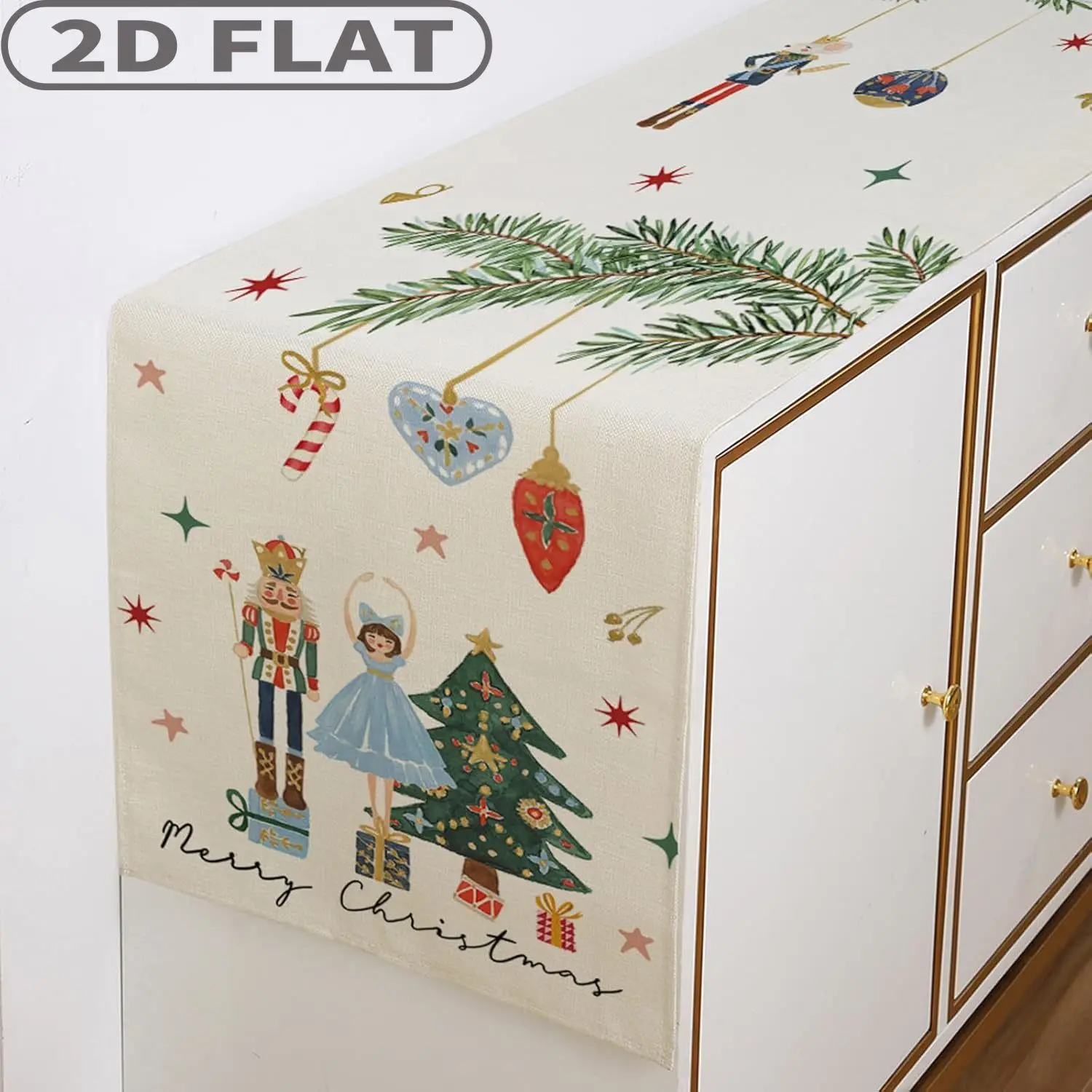 1pc Christmas Table runner, 13x72Inch Snowman, Nutcracker, Reindeer Design, Winter Merry Christmas Table Decoration