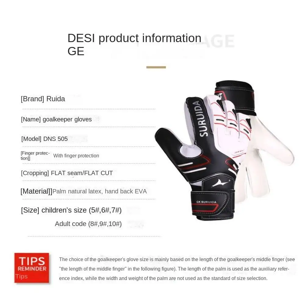

1 Pair Size 5-10 Goalkeeper Gloves Thickened Anti Slip Football Goalie Gloves Soft Latex Game Goalkeeper Gloves Adult/Children/
