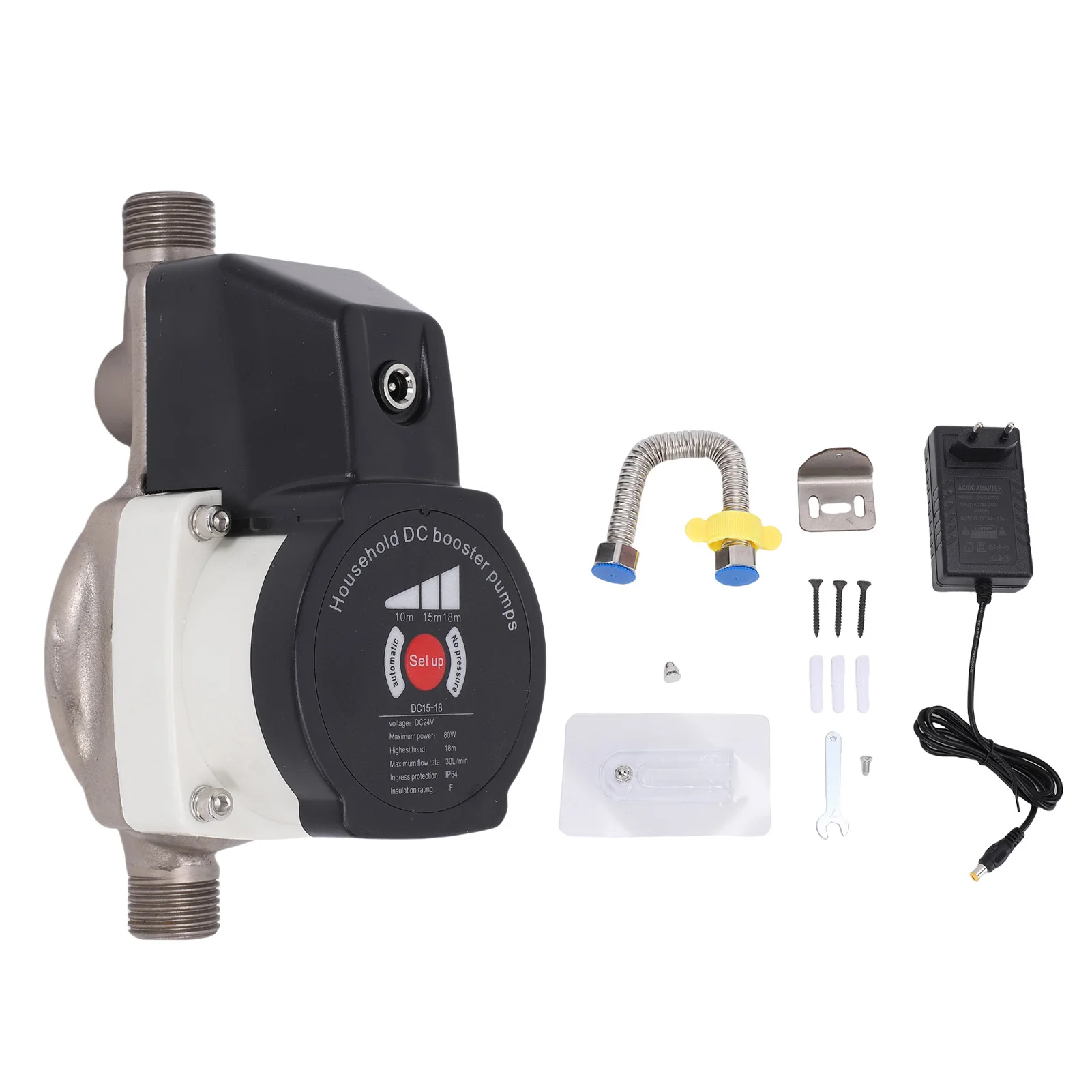 Slimme douchepomp voor het verhogen van de waterdruk, 475,5 GPH, 80 W, 36,2 PSI, energiebesparend, geschikt voor 1/2 inch NPT-aansluiting, handmatig en automatisch, met 2 schakelaars.