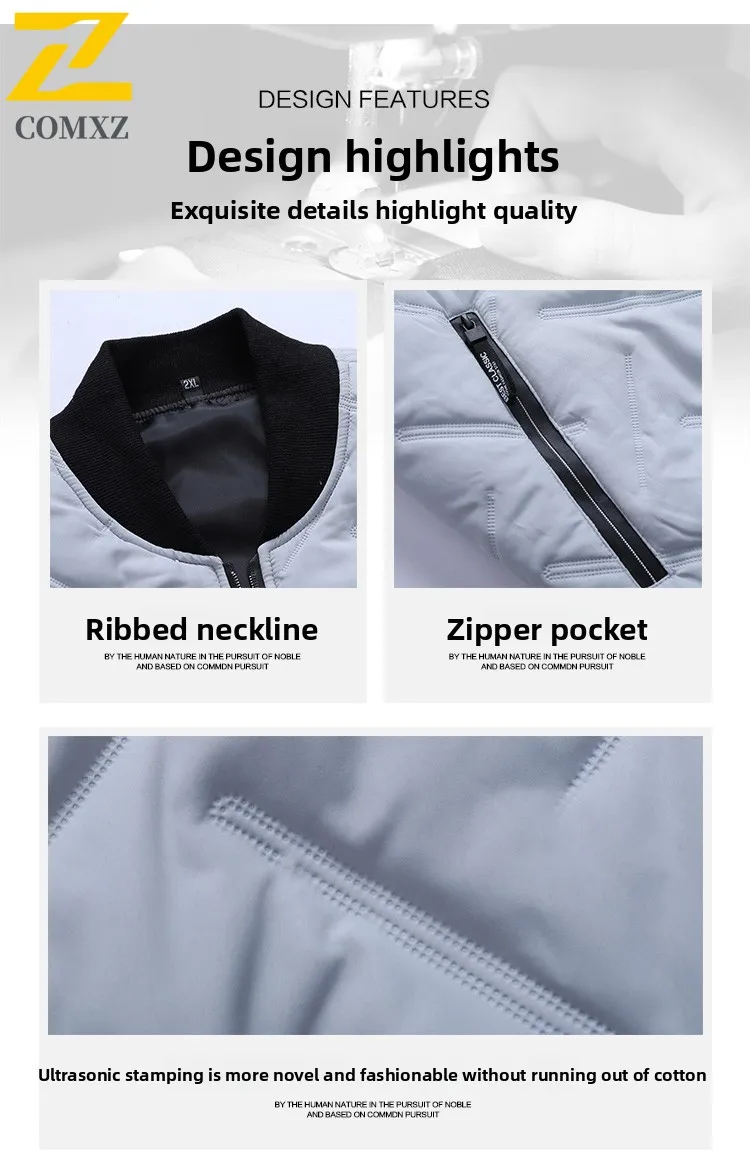 COMXZ ผู้ชาย 2025 ใหม่อินเทรนด์อเนกประสงค์เสื้อแจ็คเก็ตผ้าฝ้ายหนาป้องกันความเย็นอบอุ่นคอตั้งกลางแจ้งลำลองหลวมเสื้อแจ็คเก็ตผ้าฝ้าย