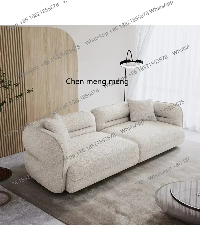

Italian curved sofa Nordic fabric small apartment living room lamb wool Bobo ball sofa