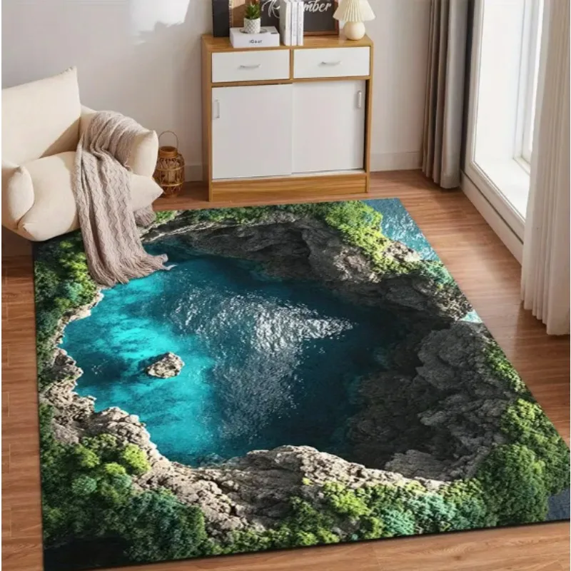 3D Visual Illusion Ocean Scenery Floor Mat Living Room Bedroom Kitchen Bathroom Home Decor Gifts Beach Carpets Room Decoration