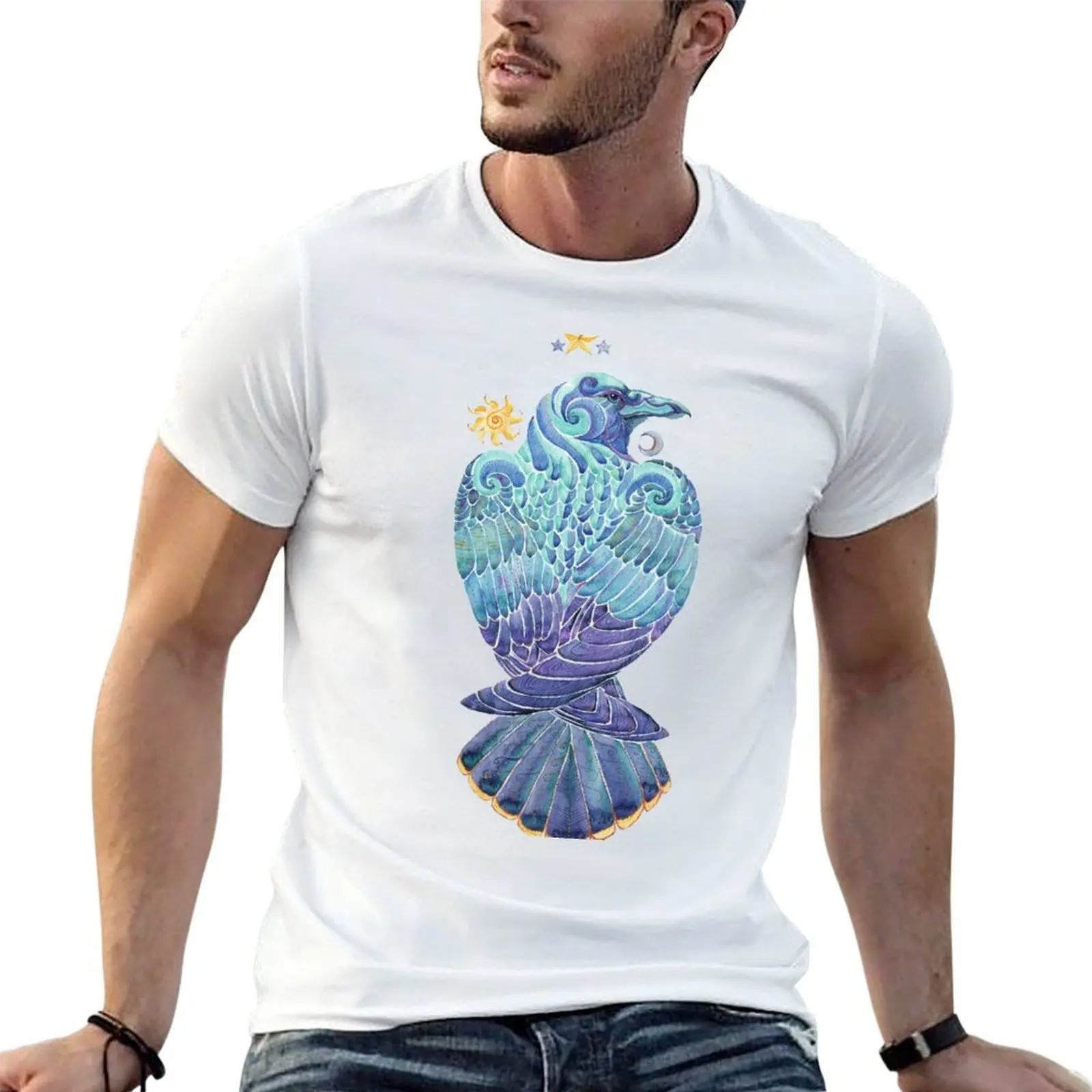 

print custom graphic t t Raven T-Shirt t shirt man shirt shirts man cotton Totem