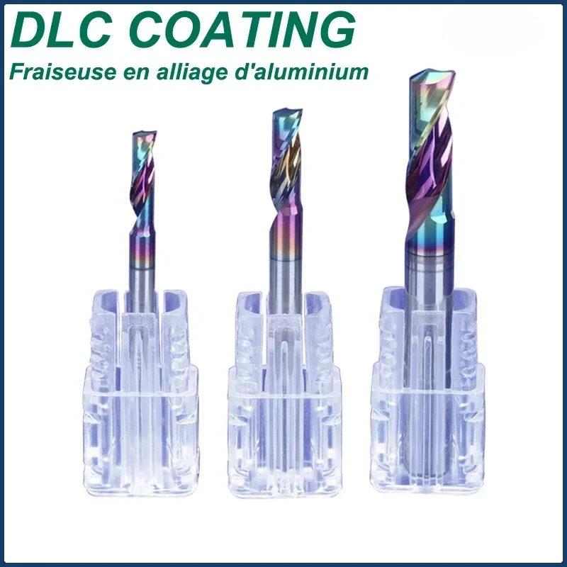 

1 шт. Алюминиевая концевая фреза HRC70 3,175 4 6 8 мм, однофлейтовая концевая фреза с покрытием DLC, твердая вольфрамовая фреза для алюминиевой меди