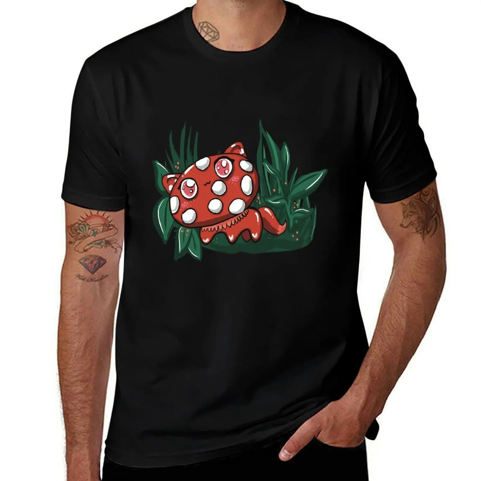 

mushroom cat in the forest T-Shirt luxury designer plus sizes rapper graphic tees custom t-shirts black t-shirts for men