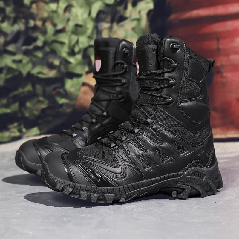 Men's Tall Boots Wear-resistant Training Boots Waterproof Outdoor Mountaineering Sports Special Forces Desert Combat Tactical