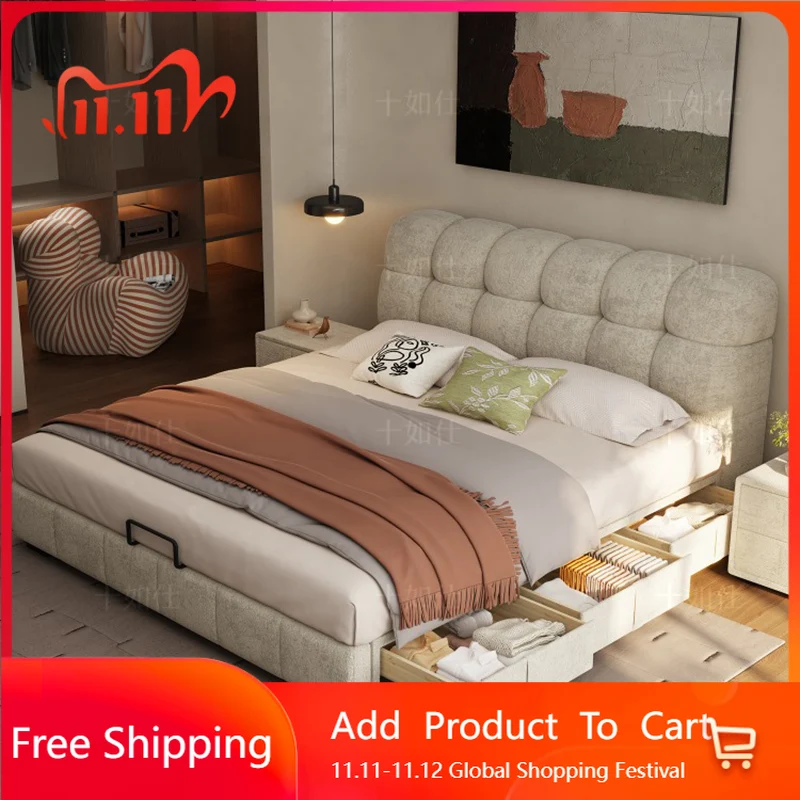 

Wooden Design Bed King Size Modern Sofa Human Dog Double Luxury Massage Bed Platform Princess Letto Matrimoniale Home Furniture