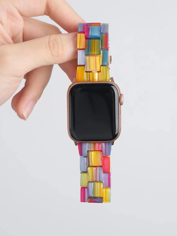 Luxury Resin strap for Apple Watch Ultra 2 Band 49mm 45mm 41mm 40mm 44mm 38mm 42mm Link bracelet iwatch series 9 7 8 6 se 5 4 3