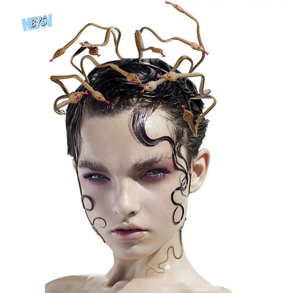 

PVC Snake Halloween Headband Black Stage Performance Props Masquerade Party Headpiece hairband Headwear