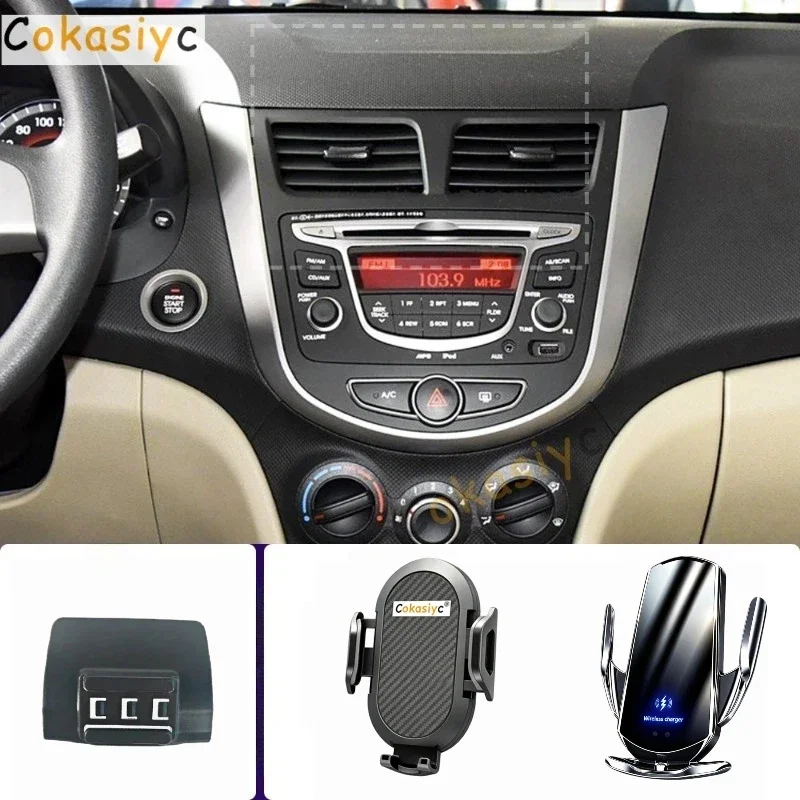 Suporte de Telefone para Carro para Hyundai Accent 2011 2012 2013-2017, Suporte para Celular com Carregamento Sem Fio, Acessórios Especiais com Base F