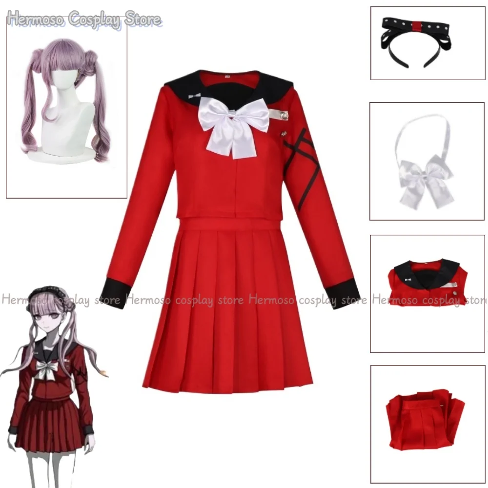 

The Hundred Line Kako Tsukumo Cosplay Costume Wig Red Sailor Suit Skirt Hairband Last Defense Academy Halloween Women Girls Suit