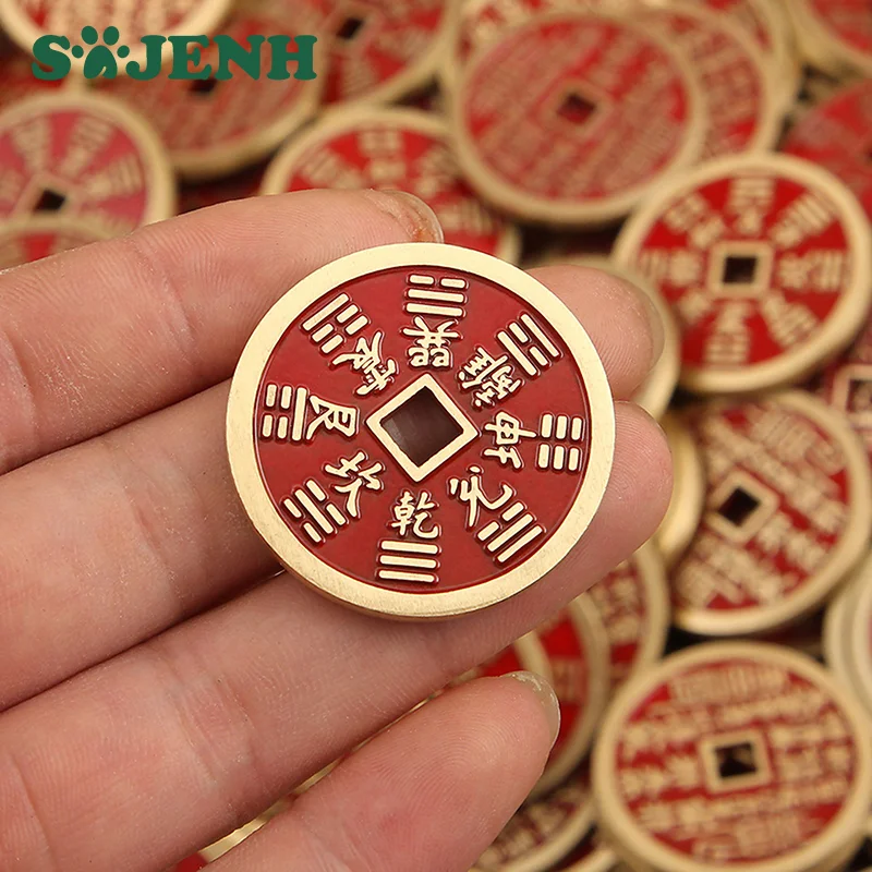 1pcs Chinese Ancient Coin Model Gossip Copper Coin Pendant Traditional Feng Shui Amulet Taiji Gossip Fortune Attraction Mascot