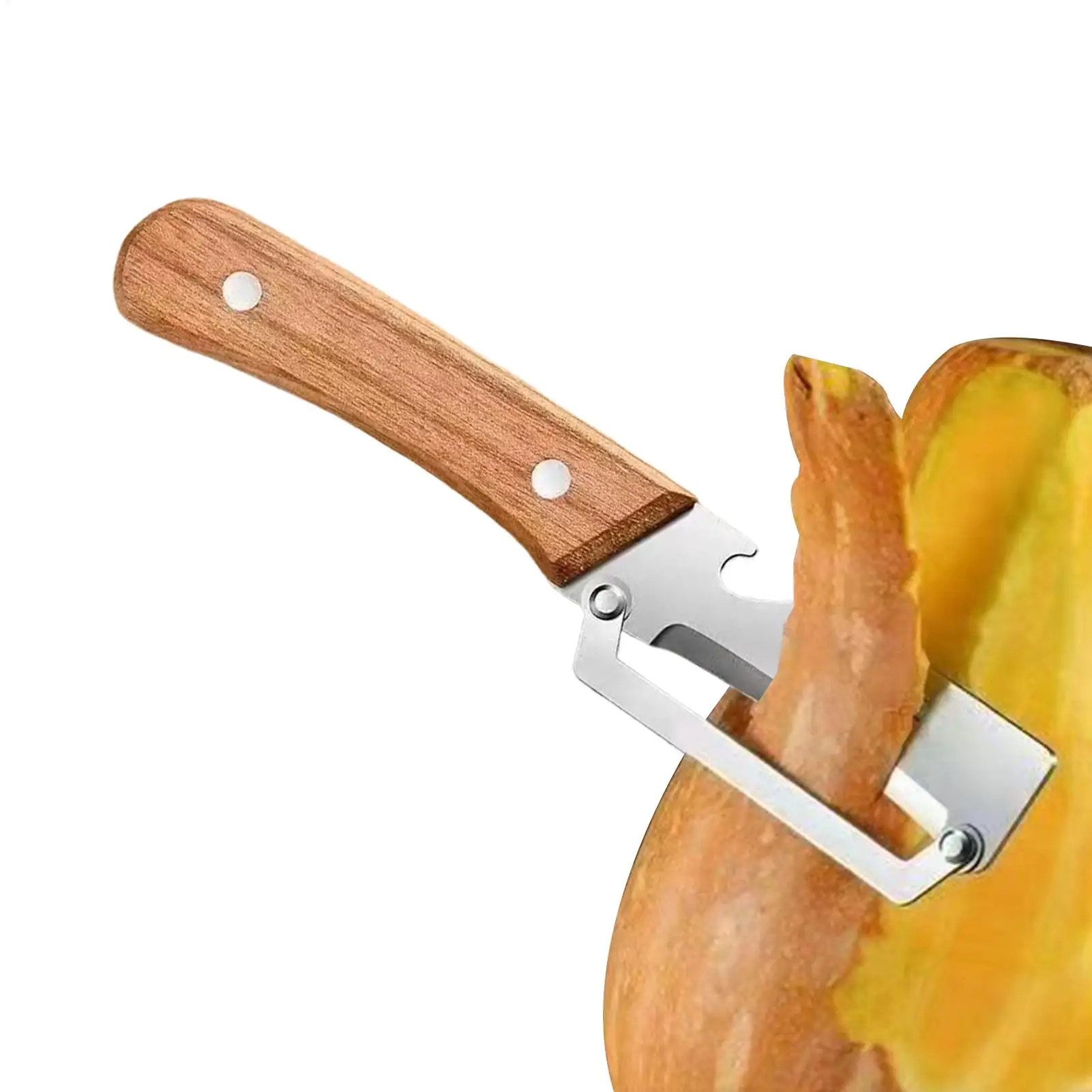 Stainless Steel Peeler with Wooden Handle for Peeling Household Multifunctional Peeling and Slicing Fruits and Vegetables
