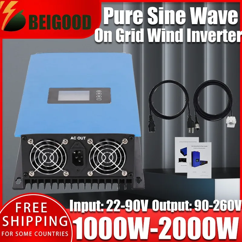 1000W 24V 48V Wind On Grid Tie Inverter with Limiter Wind Turbine Generator WiFi Monitor Battery Discharge DC22-90V to AC95-265V