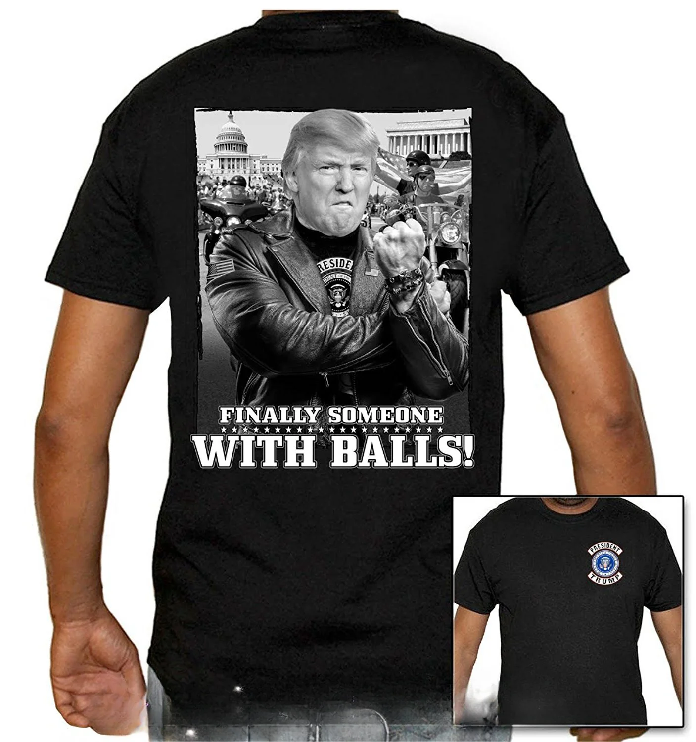 100% Cotton O-Neck Short Sleeve Casual Mens T-shirt Size Bikers Pride Finally Someone with Balls President Trump T-Shirt 2024