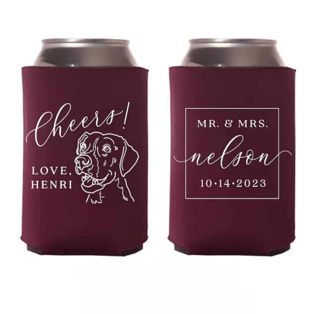 

Cheers! Mr.& Mrs. - Custom Wedding Can Cooler, Personalized Wedding Favors, Beverage Insulators, Beer Huggers, Can Holder