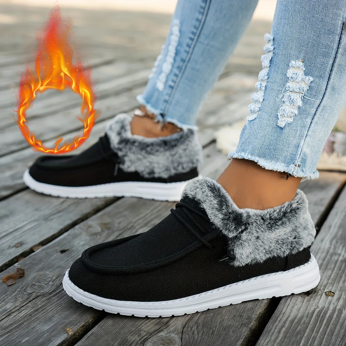 

Women's cotton shoes for winter warmth, outdoor casual shoes, one-foot fleece and thickened cotton boots