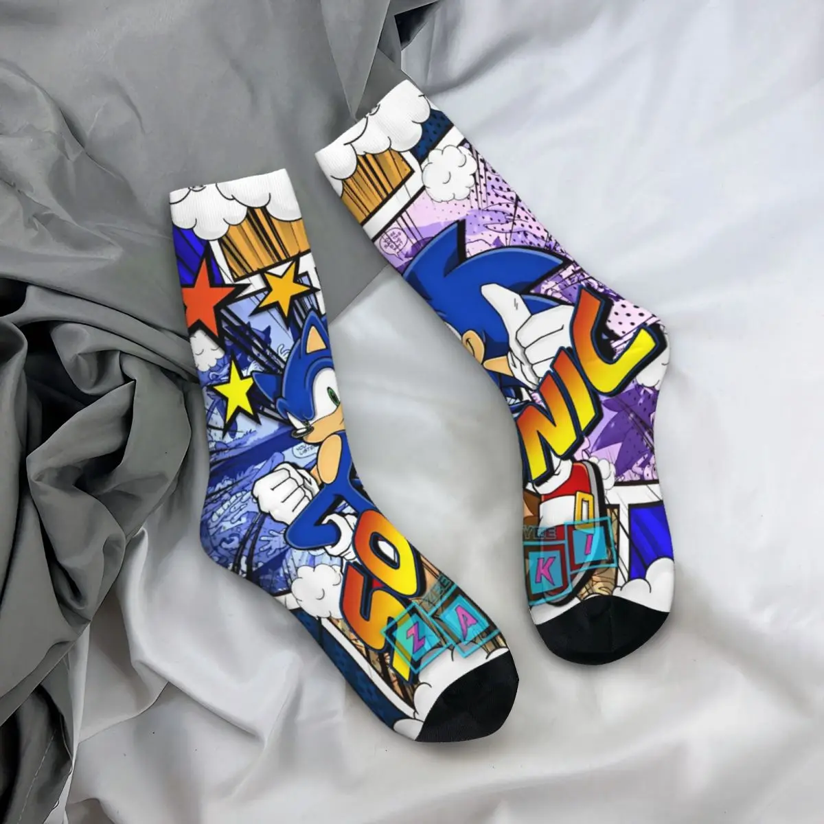 Мужские носки S-Sonic The Hedgehog Stockings, осенние забавные мягкие дышащие носки, нескользящие носки для скалолазания с графическим рисунком