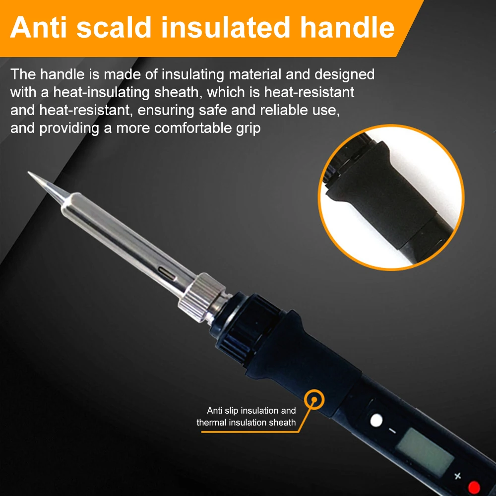 80W Digital Display Soldering Iron Kit 110V US Plug Adjustable Temp 180-480℃ Auto Sleep & Temp Memory, LCD ℃/℉ Switch, 5 Tips, Solder Wire, Stand for Electronics Repair DIY