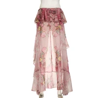 SUCHCUTE Y2K Vacation Floral Printed Long Skirts Holiday Beach Sexy Low Waist Aesthetics Lace Skirt Women Grunge Party Outfits - Image 6