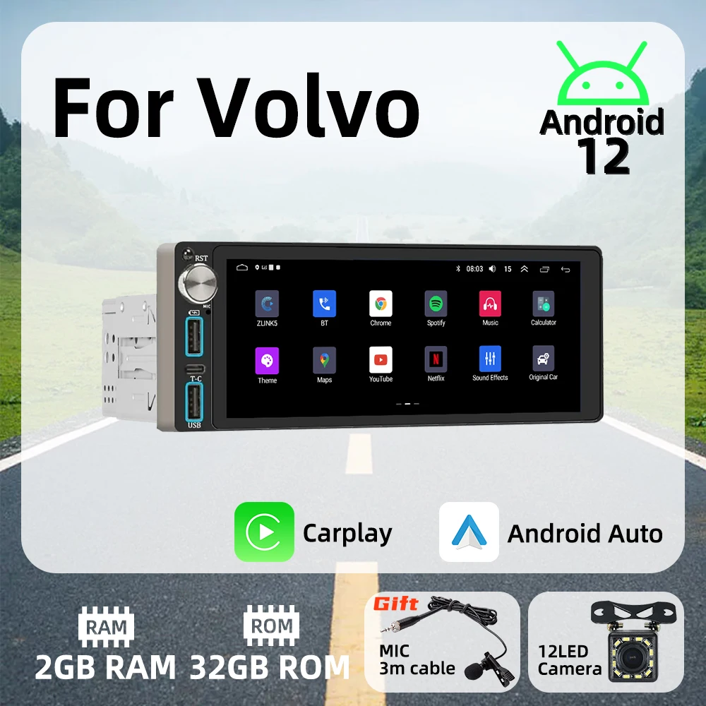 

Wireless Carplay Android Auto Autoradio 6.86" 1 Din Radio Android Car Multimedia for Volvo Stereo Head Unit GPS Navigation Wifi