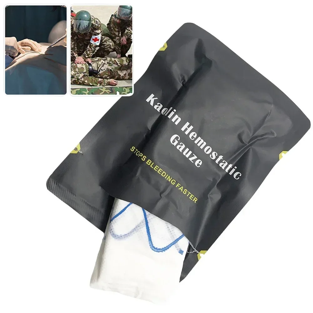 Tactical Kaolin Hemostatic Compressed Gauze Emergency Outdoor Binding Fixed Bandage First Aid Kit Bleeding Wound Dressing