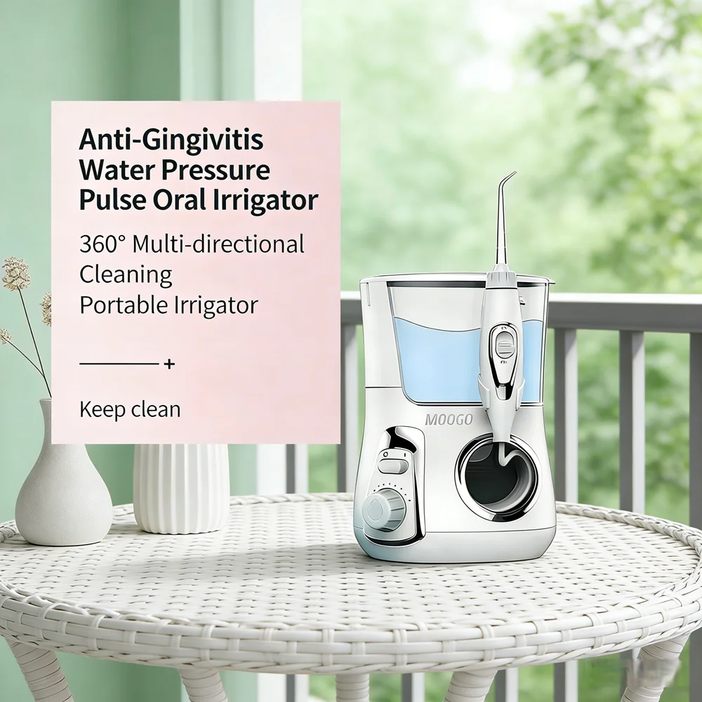 

Electric Home Teeth Irrigator 10 Modes 800ML Desktop Water Flosser Professional Cleaner Set 5 Nozzles