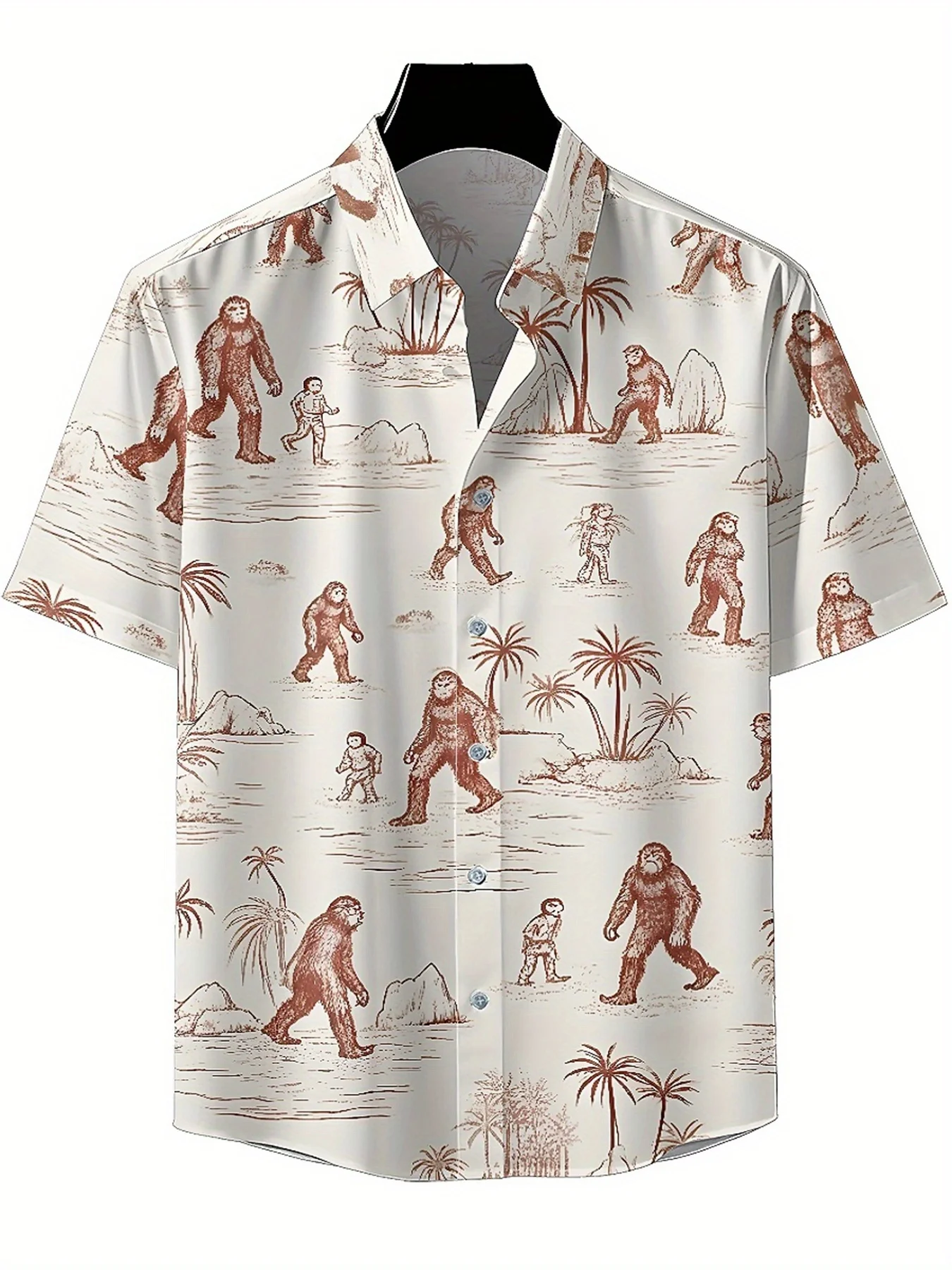 Men's Plus Size Hawaiian Shirts Sasquatch Travels Through Time and Space pattern,summer Weekend Getaways ,tropical Vacations