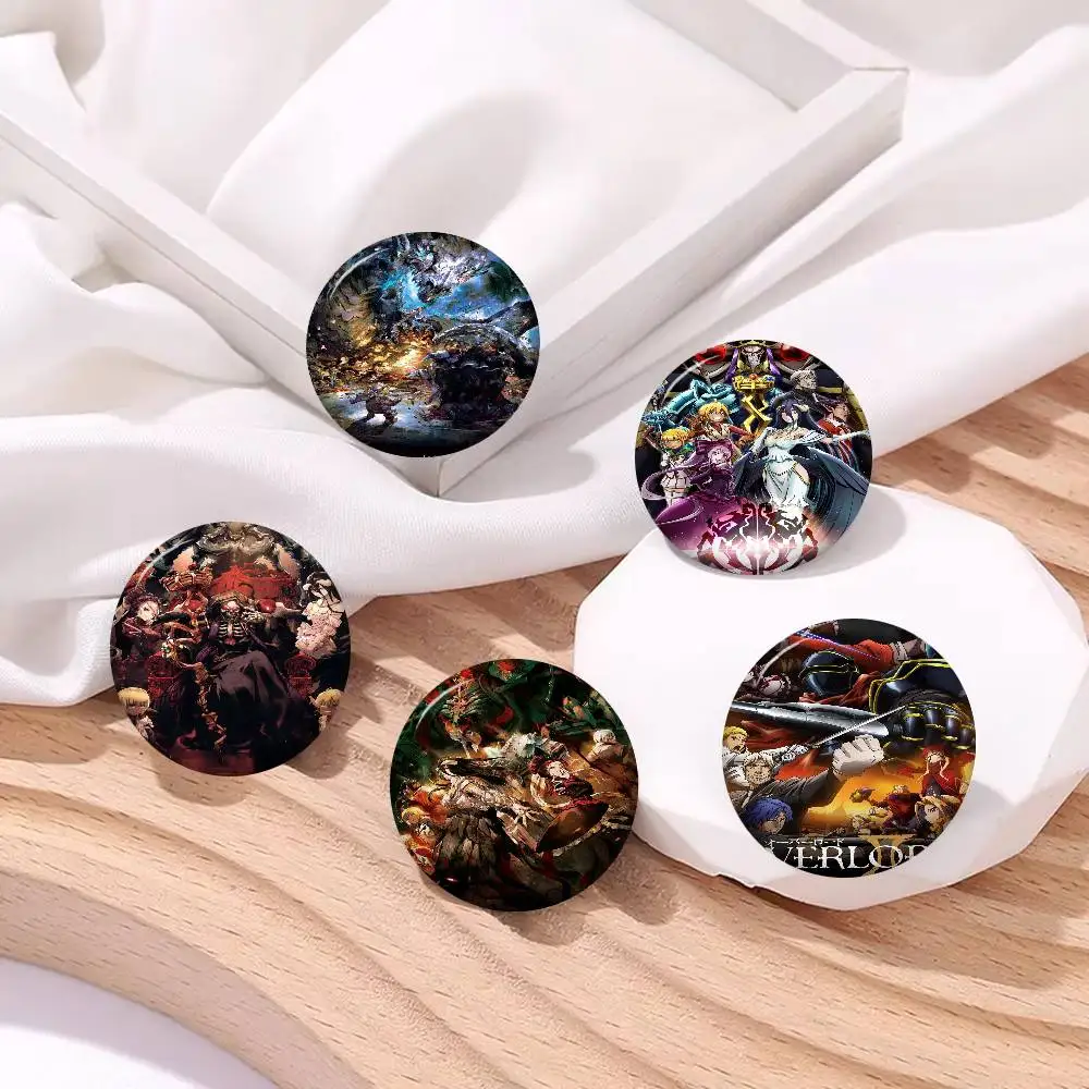 Overlord 58mm Cute Anime Figure Icon Badge Handmade Tinplate Brooch For Backpack Clothes Chest Ornament Gifts