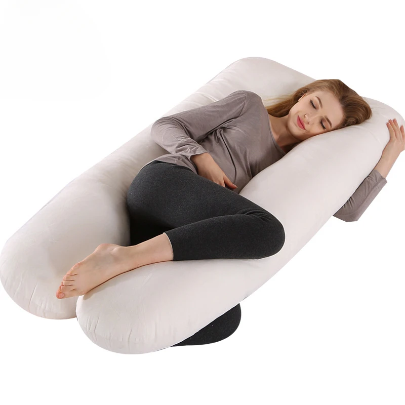 Pregnant Women\'s Long Pillow Universal Crystal Velvet Double Color Waist Abdomen Support U-Shaped Cushion Maternity Waist Pillow
