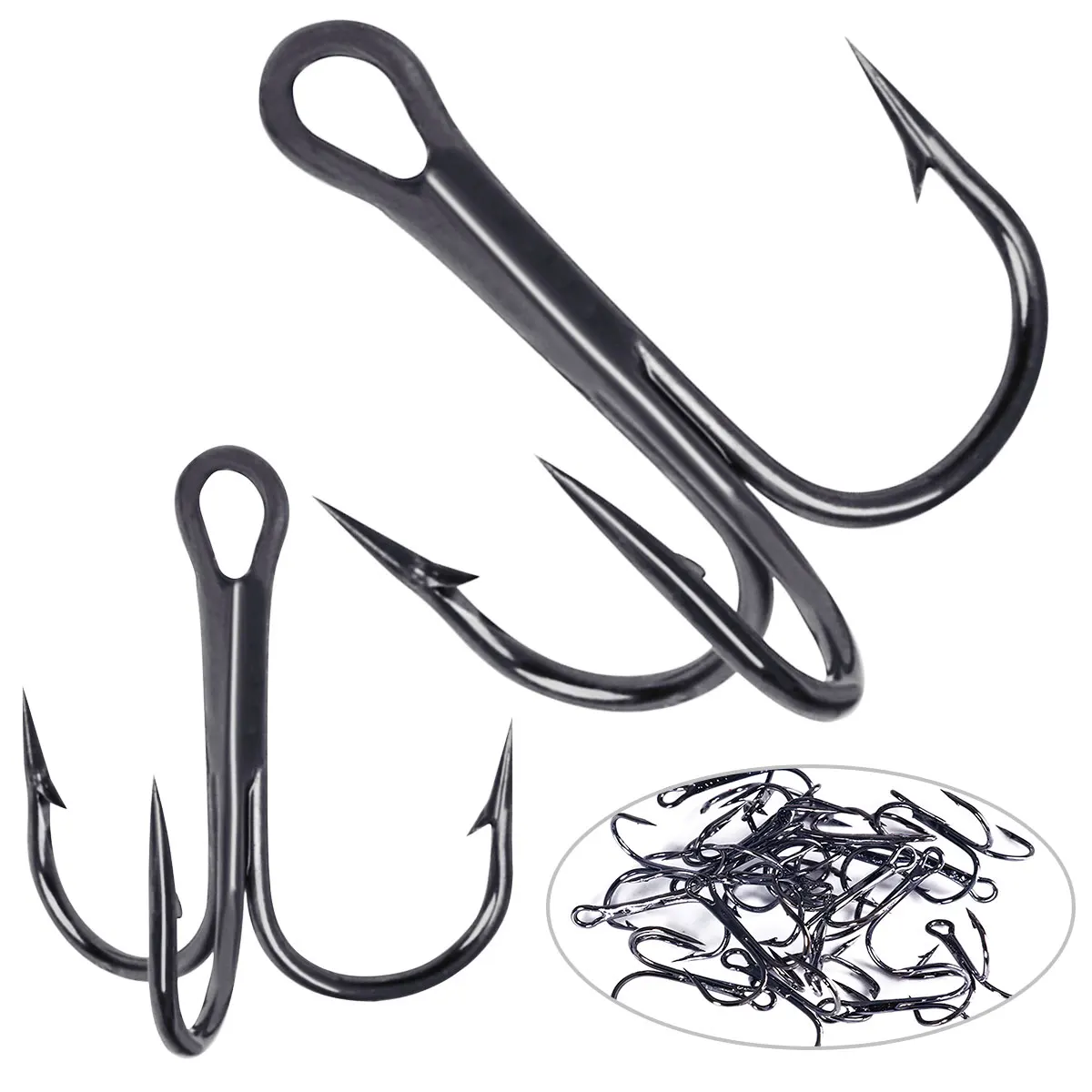 Hengjia 20pc High Carbon Steel Treble Fishing Hooks 2# 4# 6#8# 10# 12#14# Bent Triple Fishhooks Set Anchor Hooks For Sea Fishing