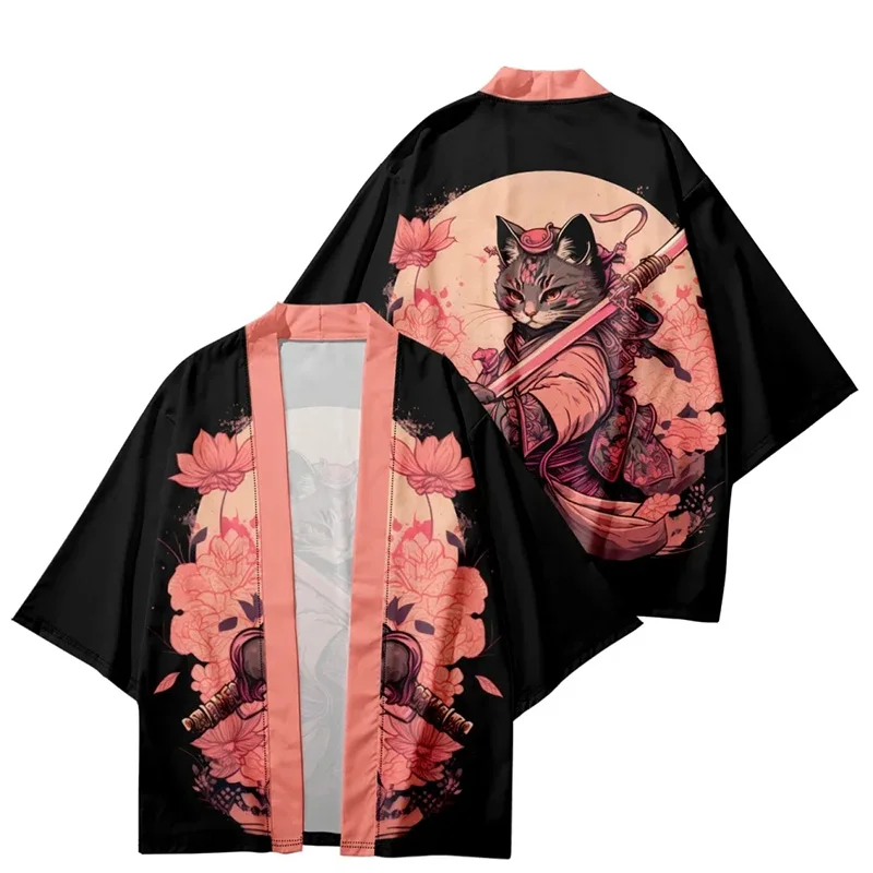 

Vintage Japanese Samurai 3D Print Kimono Streetwear Men Women Cardigan Haori Harajuku Traditional Beach Yukata