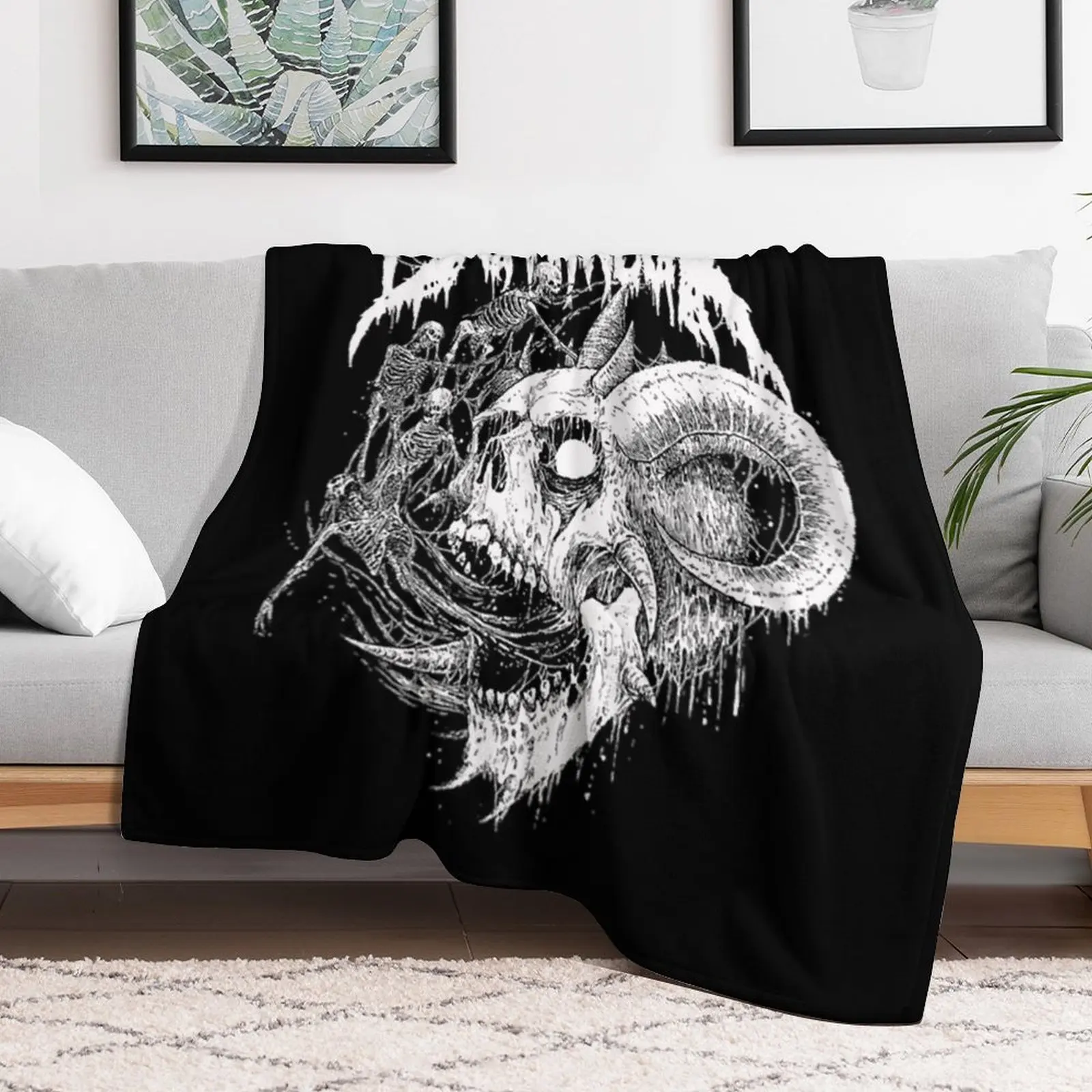 dethklok skull head Throw Blanket For Decorative Sofa anime funny gift Luxury Designer Blankets