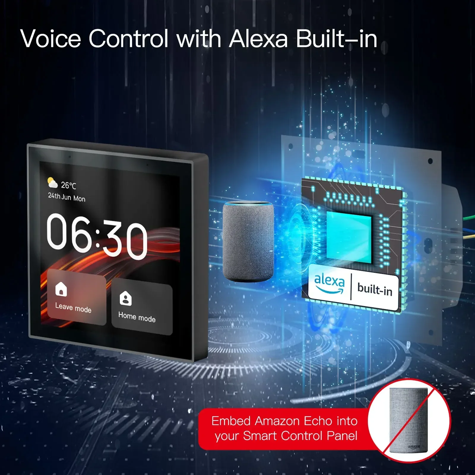 MOES Wifi Touch Center Control Panel，Tuya Screen， Bulid in Alexa Voice Control & ZigBee Gateway For Smart Scenes 4 Inches