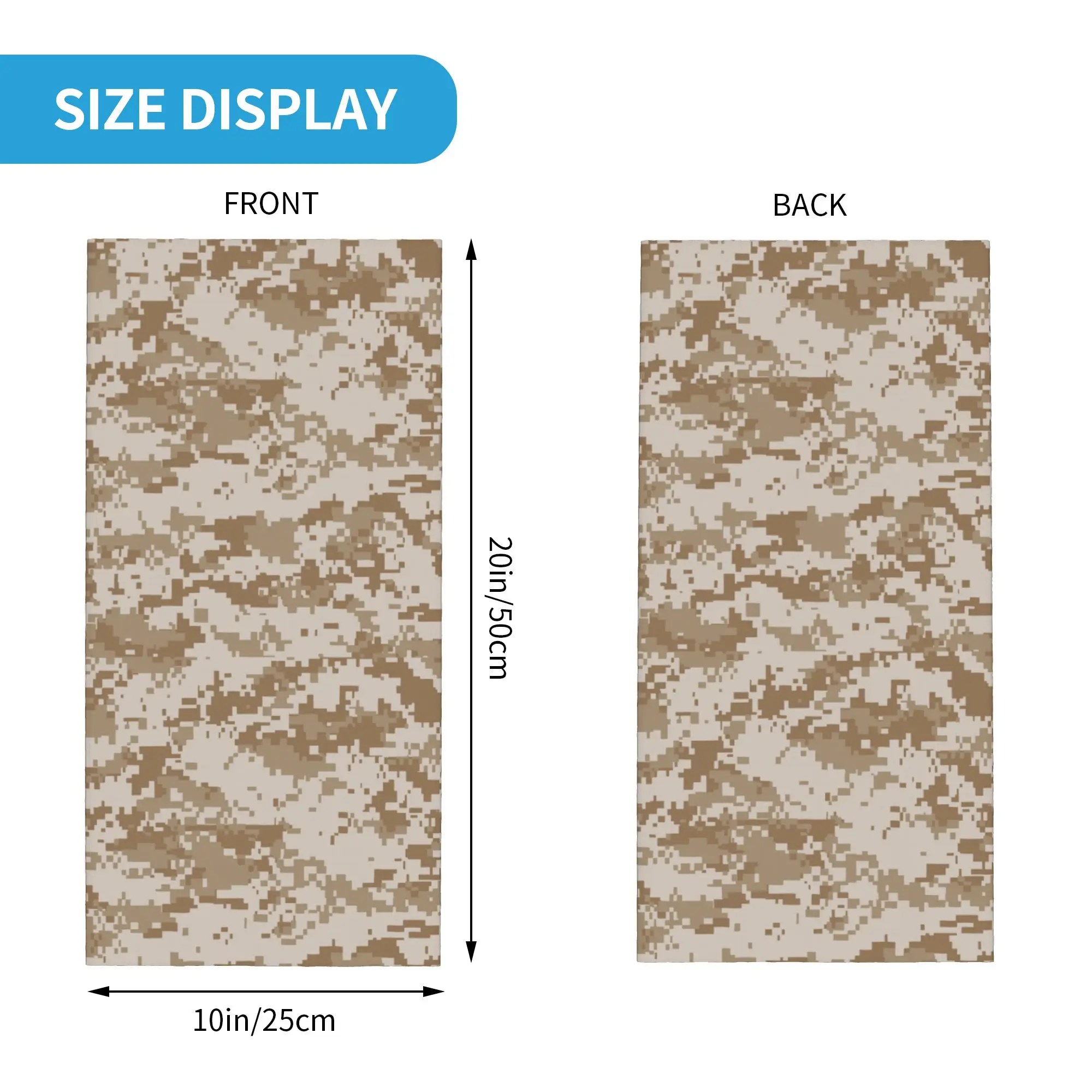 Custom Digital Desert Camo Bandana Neck Gaiter Windproof Face Scarf Cover Women Men Military Camouflage Headwear Tube Balaclava