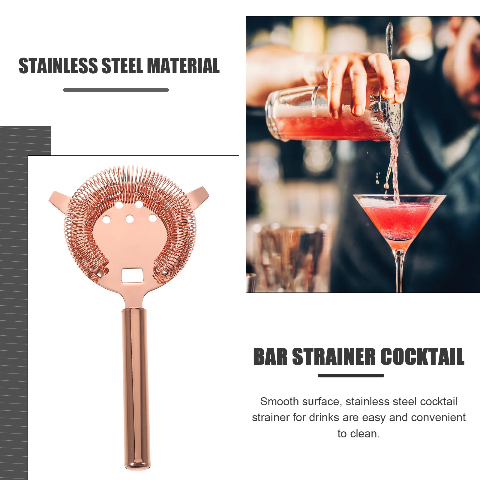 

Stainless Steel Cocktail Strainer for Drinks Bartender Filter Metal H Fine Mesh Small Bar Accessories Kitchen Tool Drink