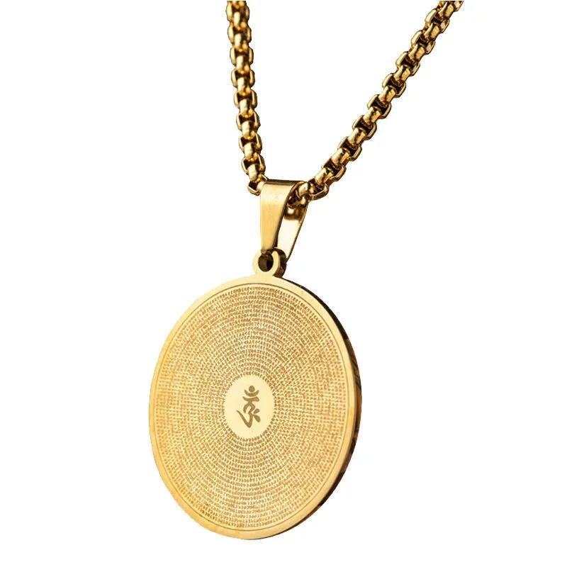 Titanium Steel Shurangama Pendant Great Mercy Mantra Demand Transit Amulet Six Word Religious Necklaces Scripture Knot Sutra