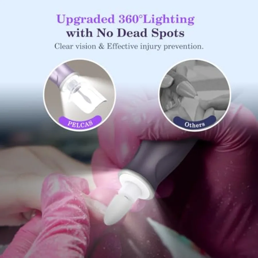 Tragbarer kabelloser elektrischer Nagelbohrer mit 10-Gang-Einstellungen und LED-Licht für präzises Maniküre- und Pediküre-LCD-Display für