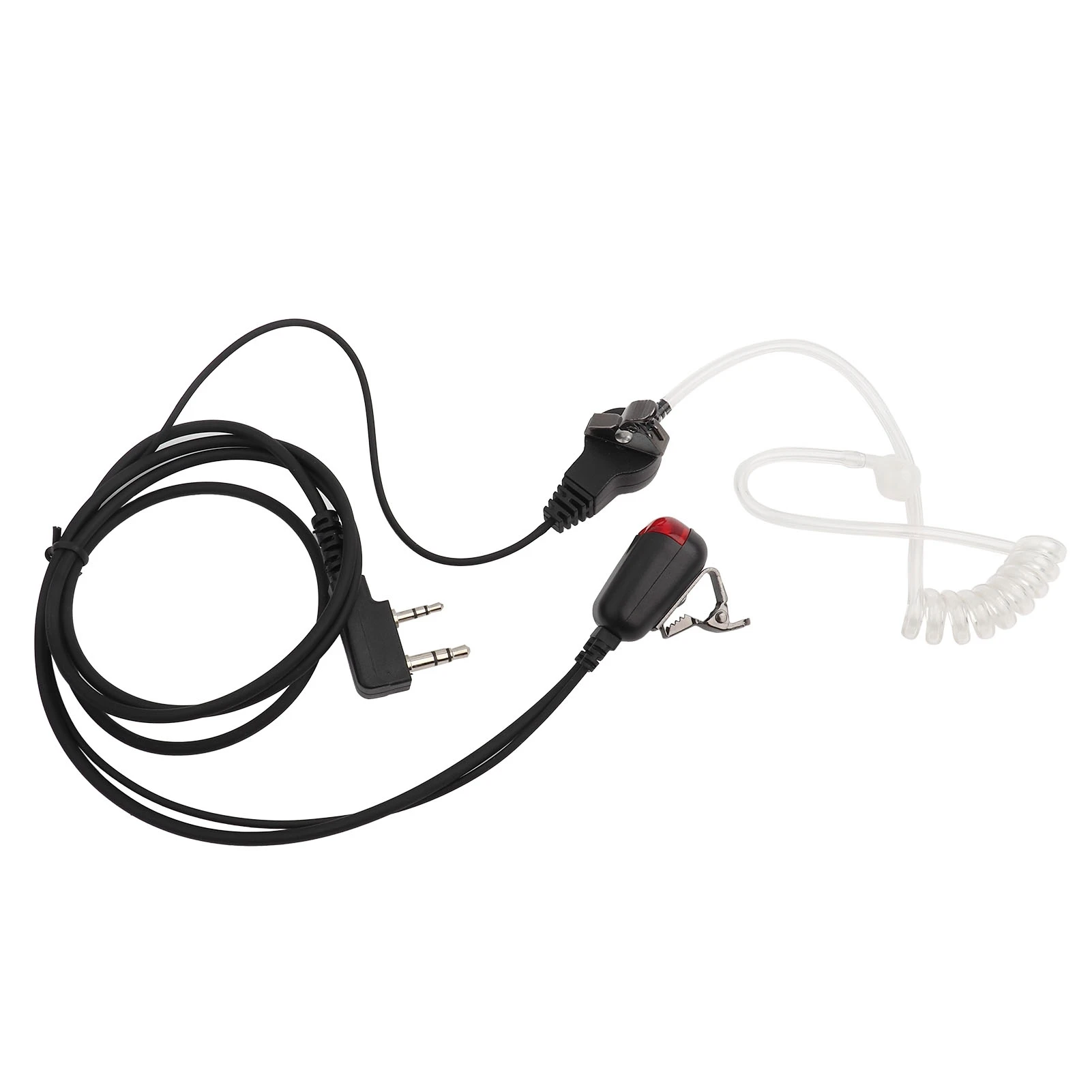 Universal 2Pin Acoustic Tube in Ear Earpiece W PPT Mic Red Light for 2 Way Radio Wakie Talkie