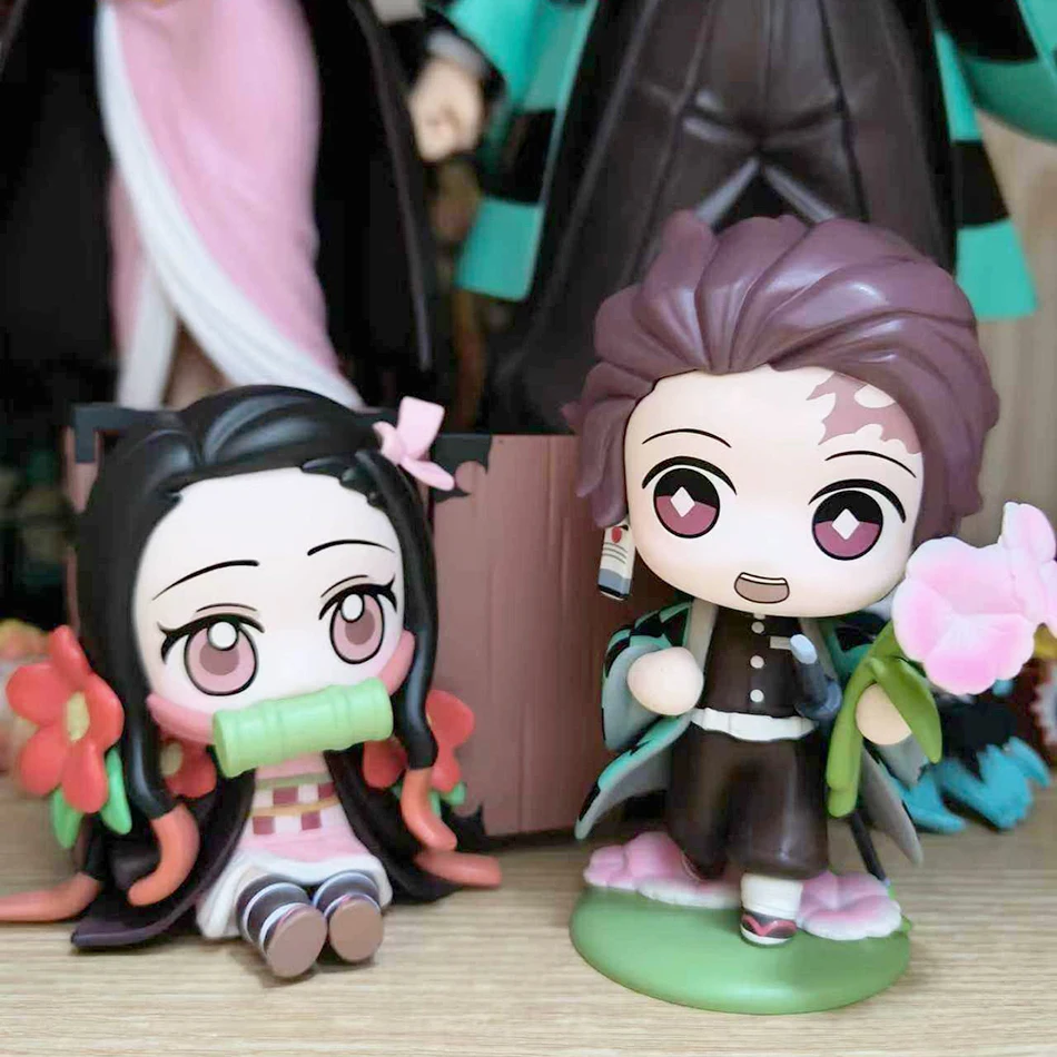 Figura de Anime Demon Slayer, Tanjiro Kamado, Nezuko, Caja Sorpresa, Estatua Creativa Personalizada, Modelo de Adorno, Juguete, Regalo Sorpresa