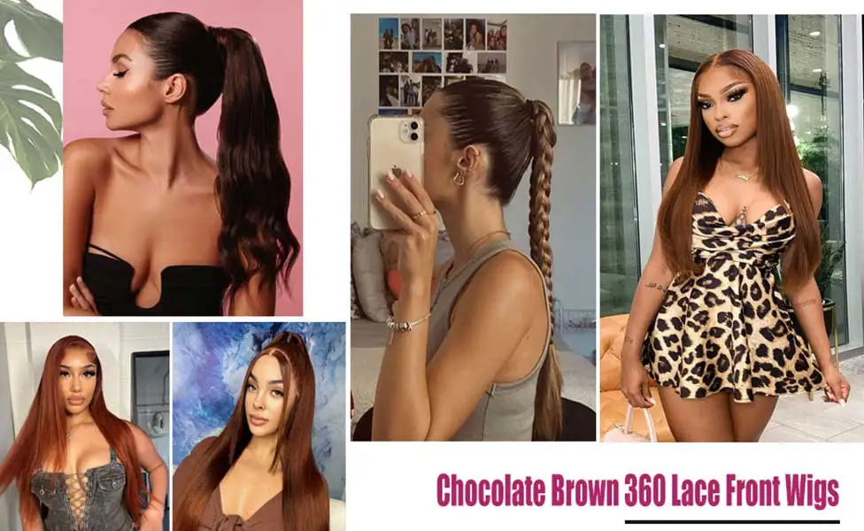 Hidden Invisible Strap 360 Full Hd Lace Glueless Wig Straight Chocolate Brown Lace Front Wigs Human Hair 30 Inch 360 Frontal Wig