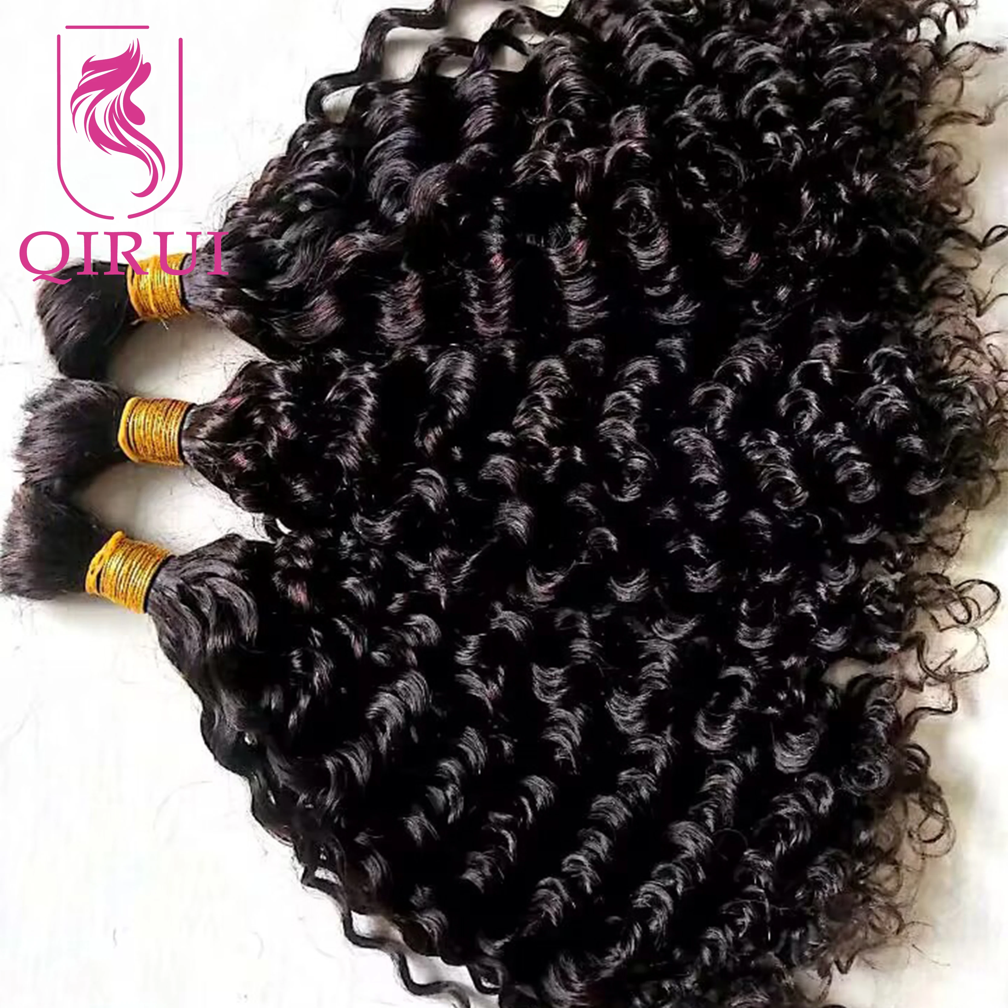 Bulk Human Hair for Braiding Indian Curly Double Drawn Full End Bulk Human Hair Hobo Braids Wholesale Burmese Hair Natural Color