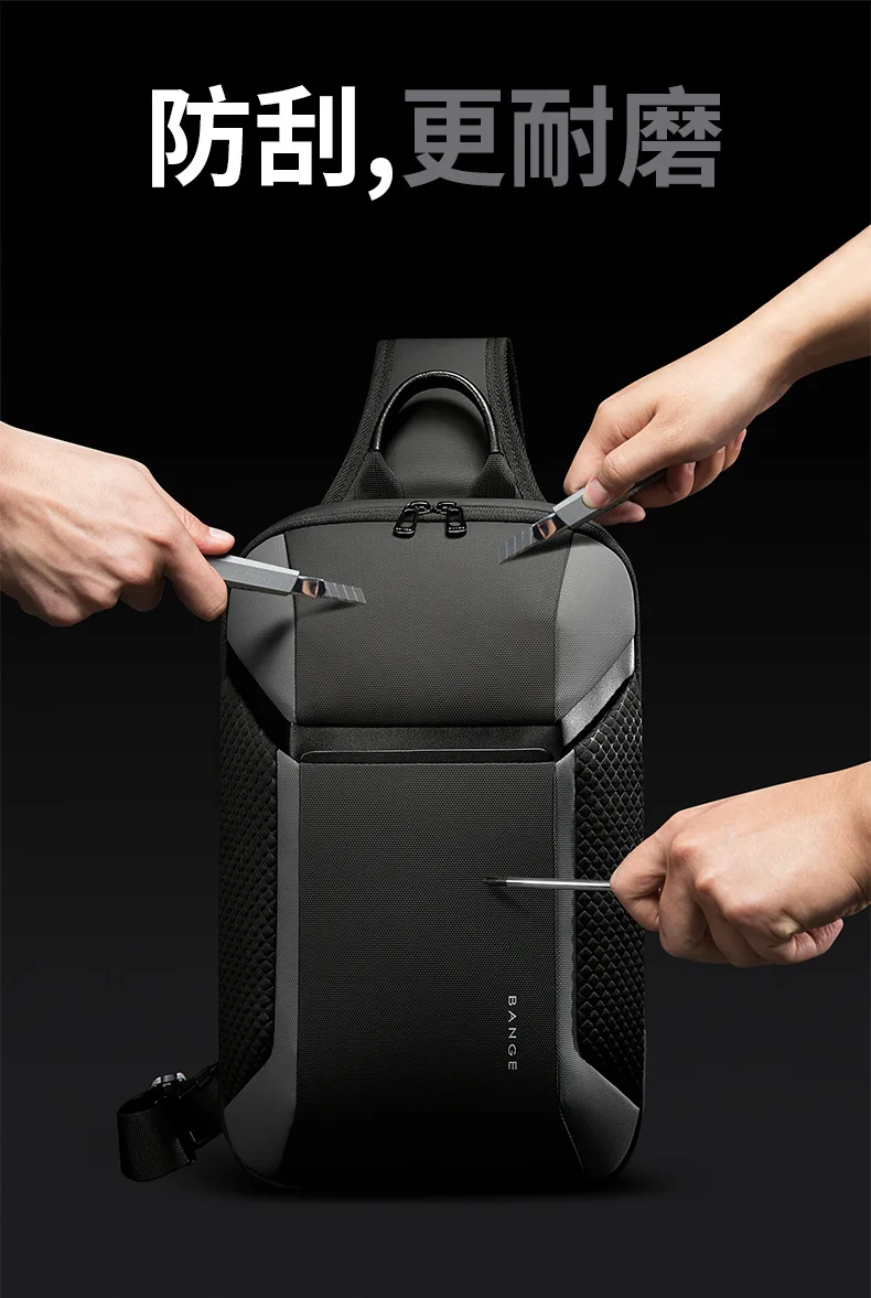 BANGE Multi Functional Anti-theft Shoulder Bags Men's Oxford Crossbody Bag Short Trip Messenger USB Charging Chest Bag Pack
