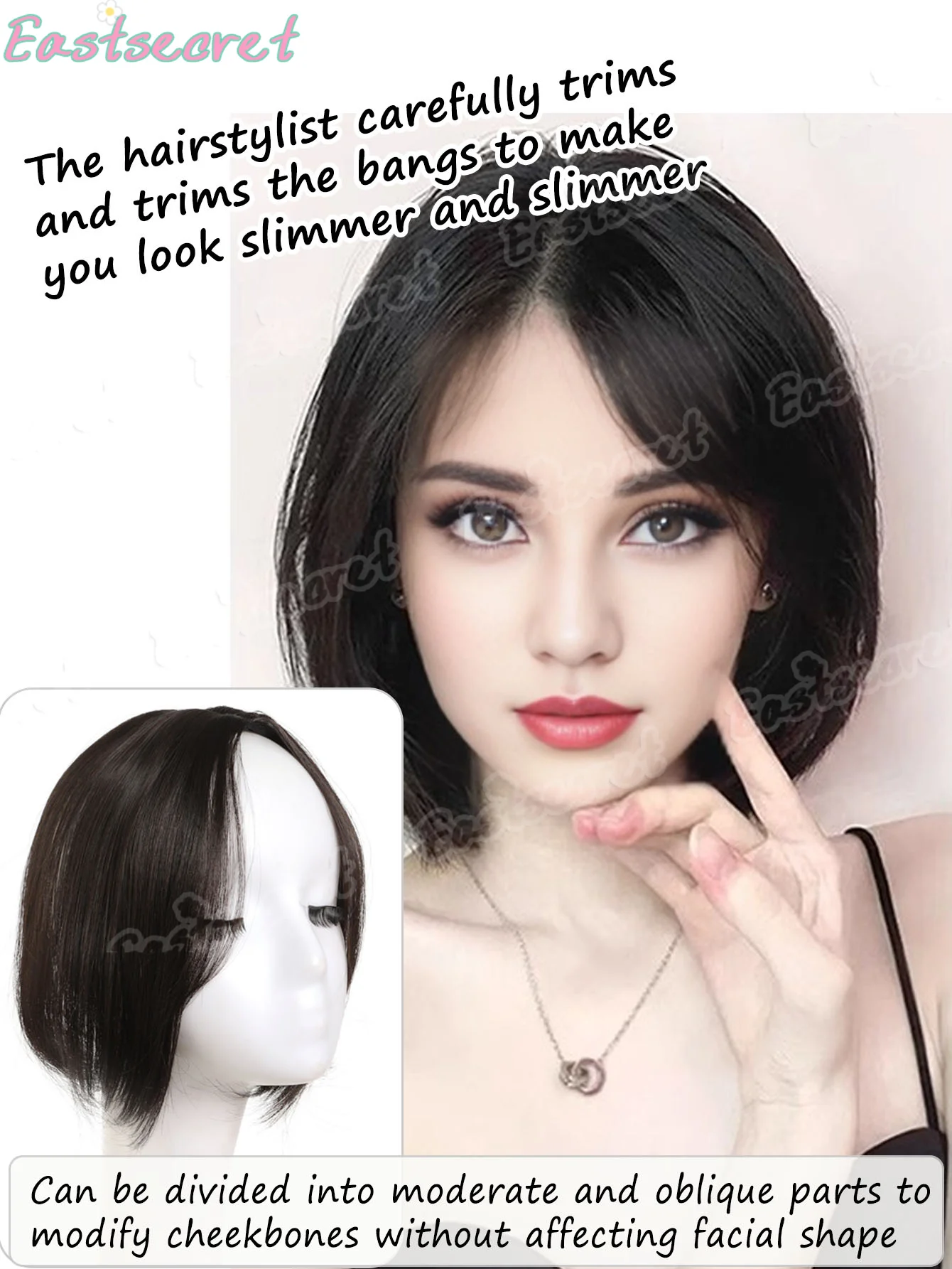 Synthetic bangs wig lightweight breathable white blocking reissued T-shaped Korean eight character bangs headband wig piece