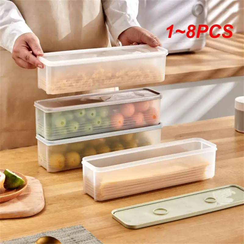 1~8PCS Plastic Container Large Capacity Airtight Rectangular Pasta Box Noodles Container Kitchen Food Storage Jar Fresh-keeping