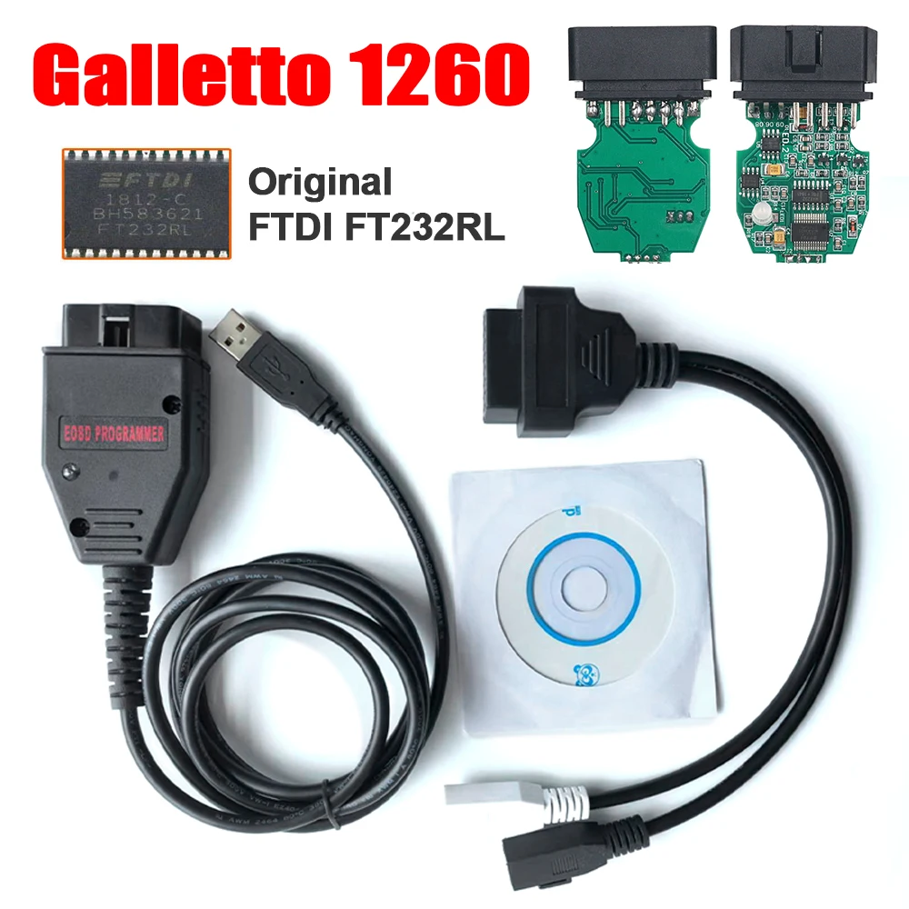 

Galletto 1260 EOBD ECU Programmer Оригинальный FTDI FT232RL Автомобильная мигалка ECU для VW AUDI Auto OBD2 ECU Инструмент для чтения и записи тюнинга для VW